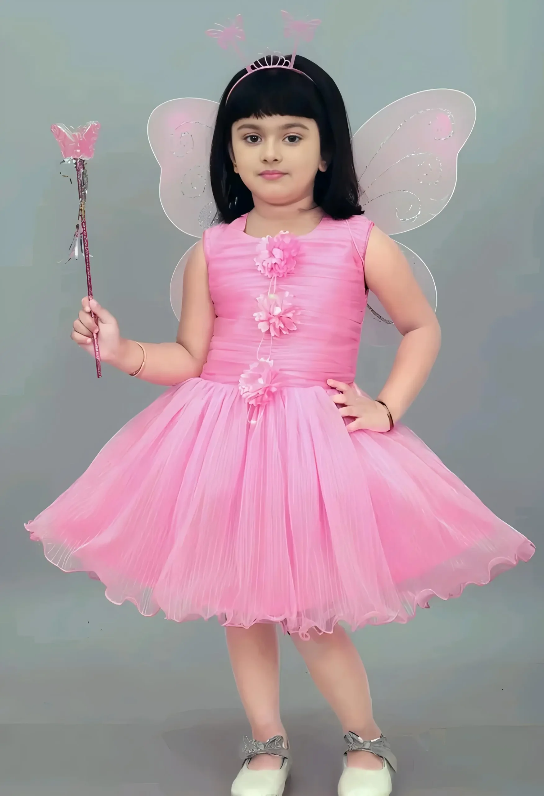 Party wear dress for kids/pari dress - Pink, 0-6 Months