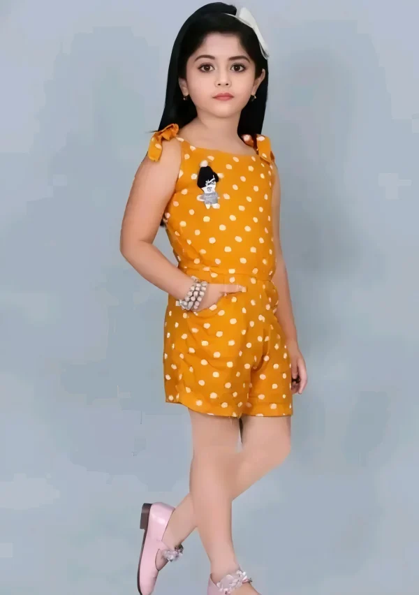 Polka print cotton jumpsuit/color yellow