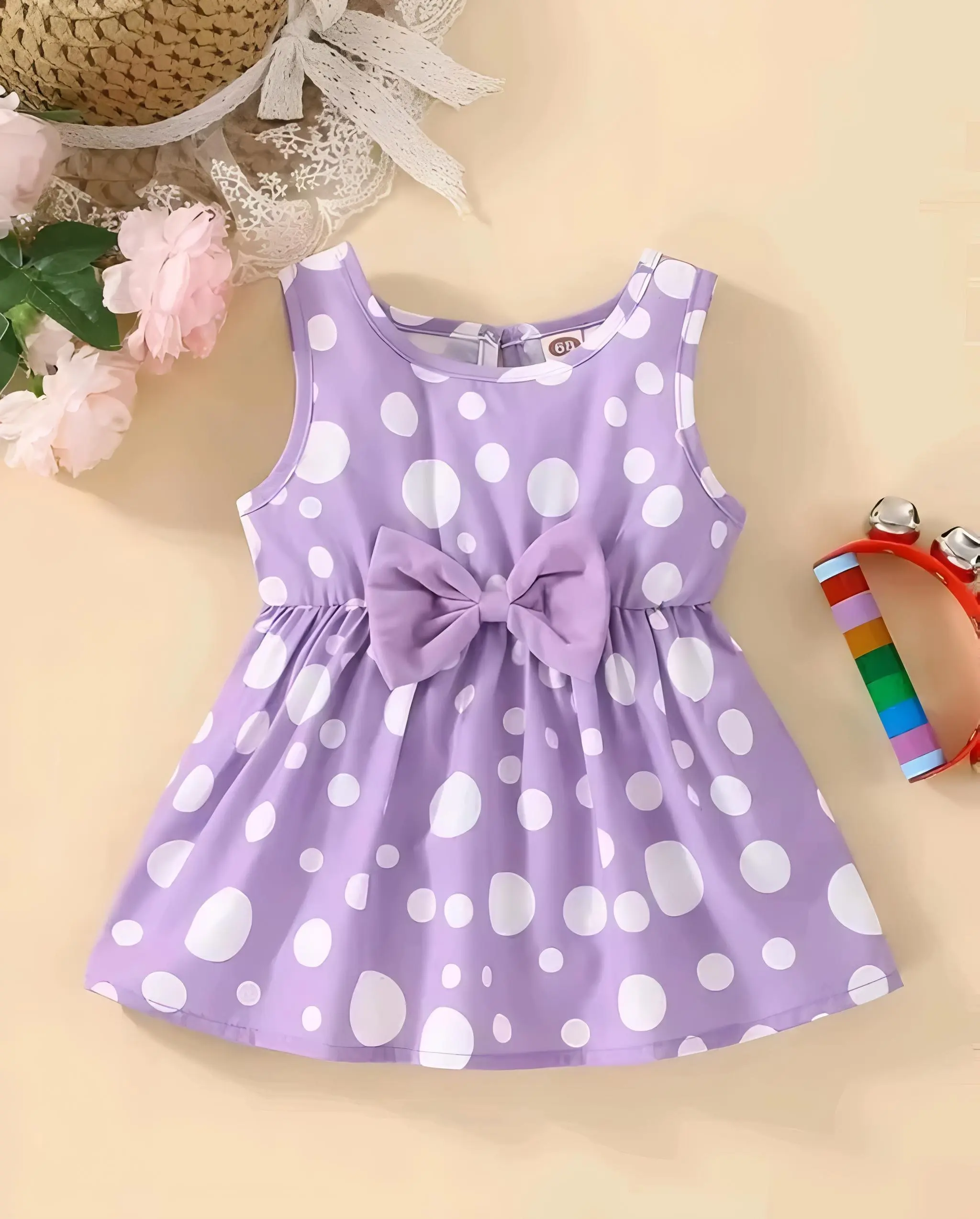 Baby girl daily wear frock - Purple, 0-1 Years
