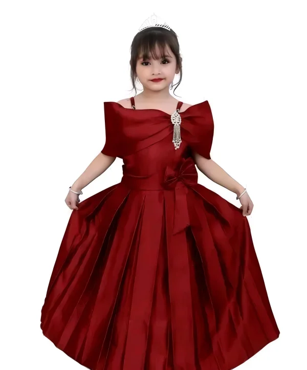 Long stylish gown - Red, 0-6 Months
