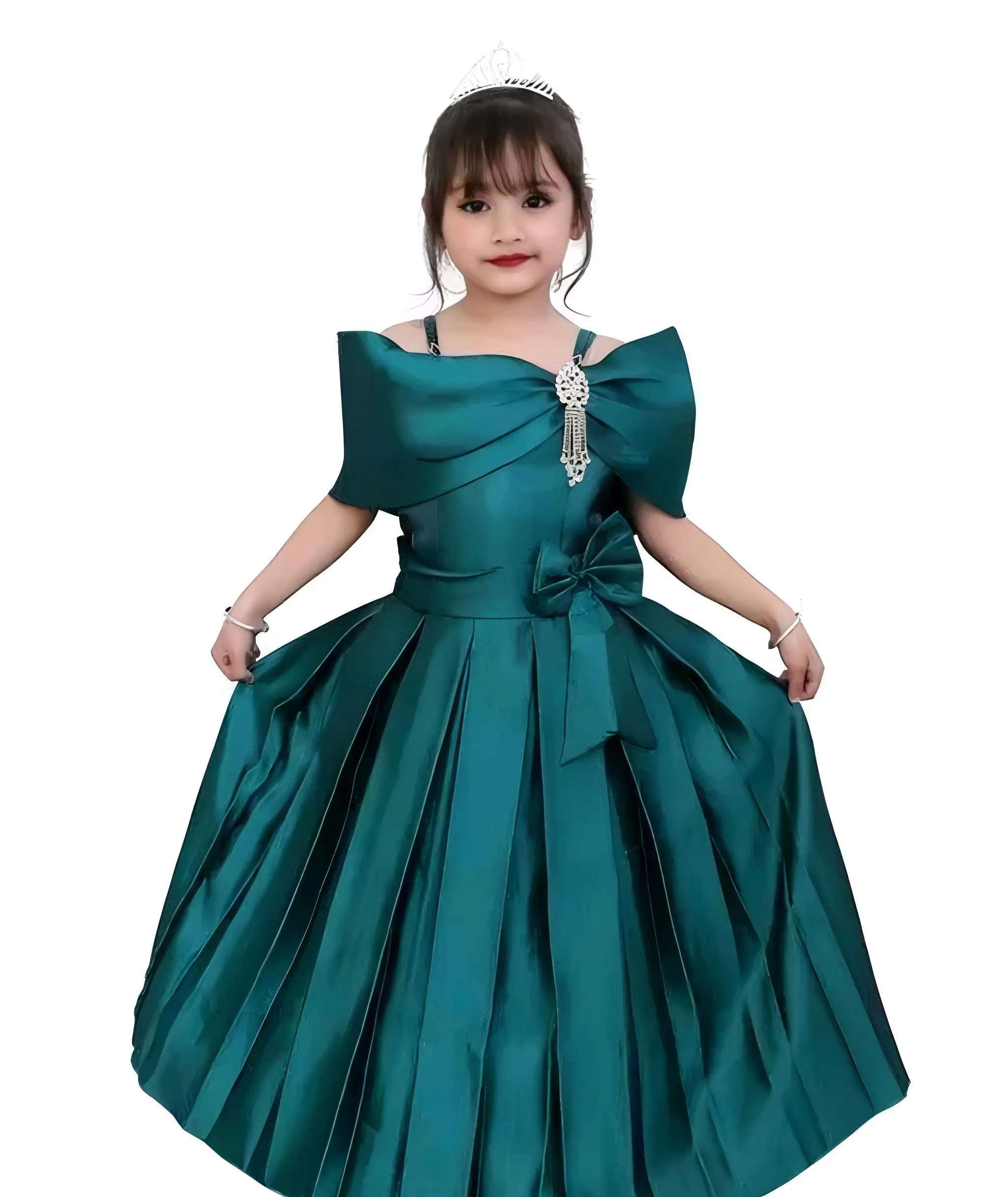 Girls stylish gown/color green - Green, 3-4 Years