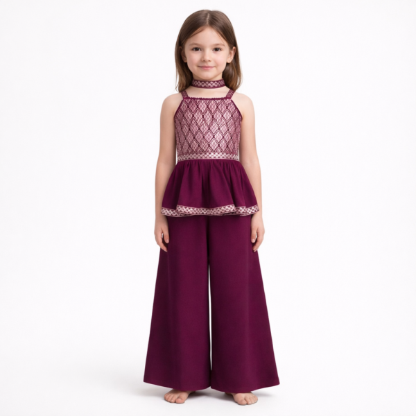 Girls plazo and suit set/color wine - Wine, 2-3 Years