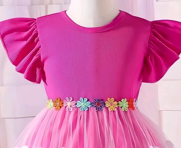 Kids floral pink dress/frock