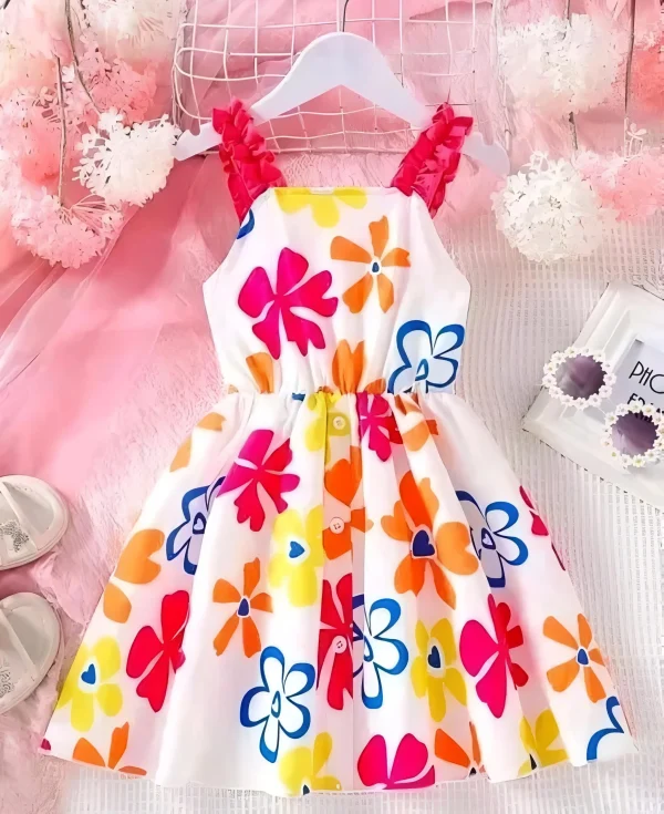 Girls net floral stylish dress