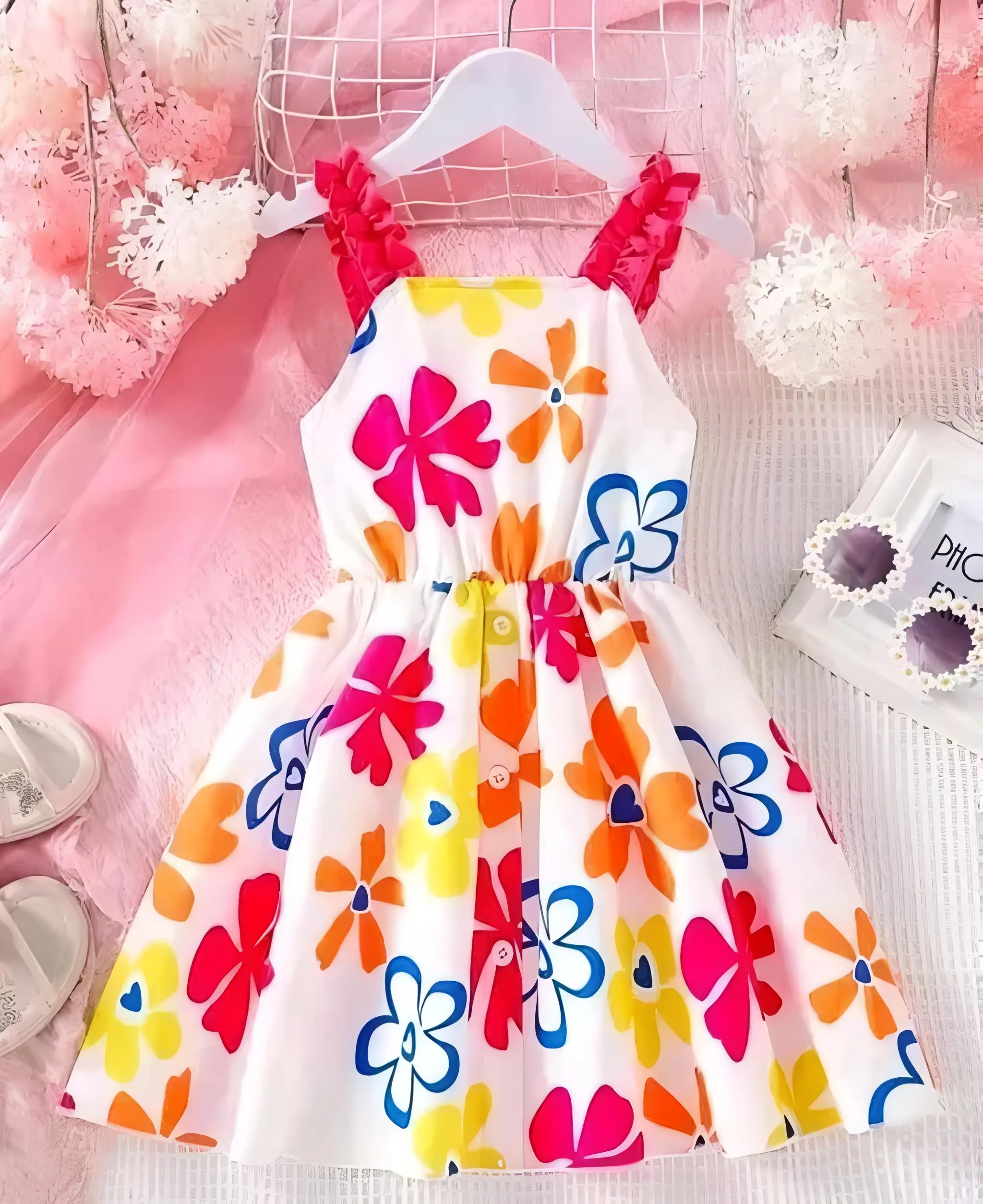 Girls net floral stylish dress