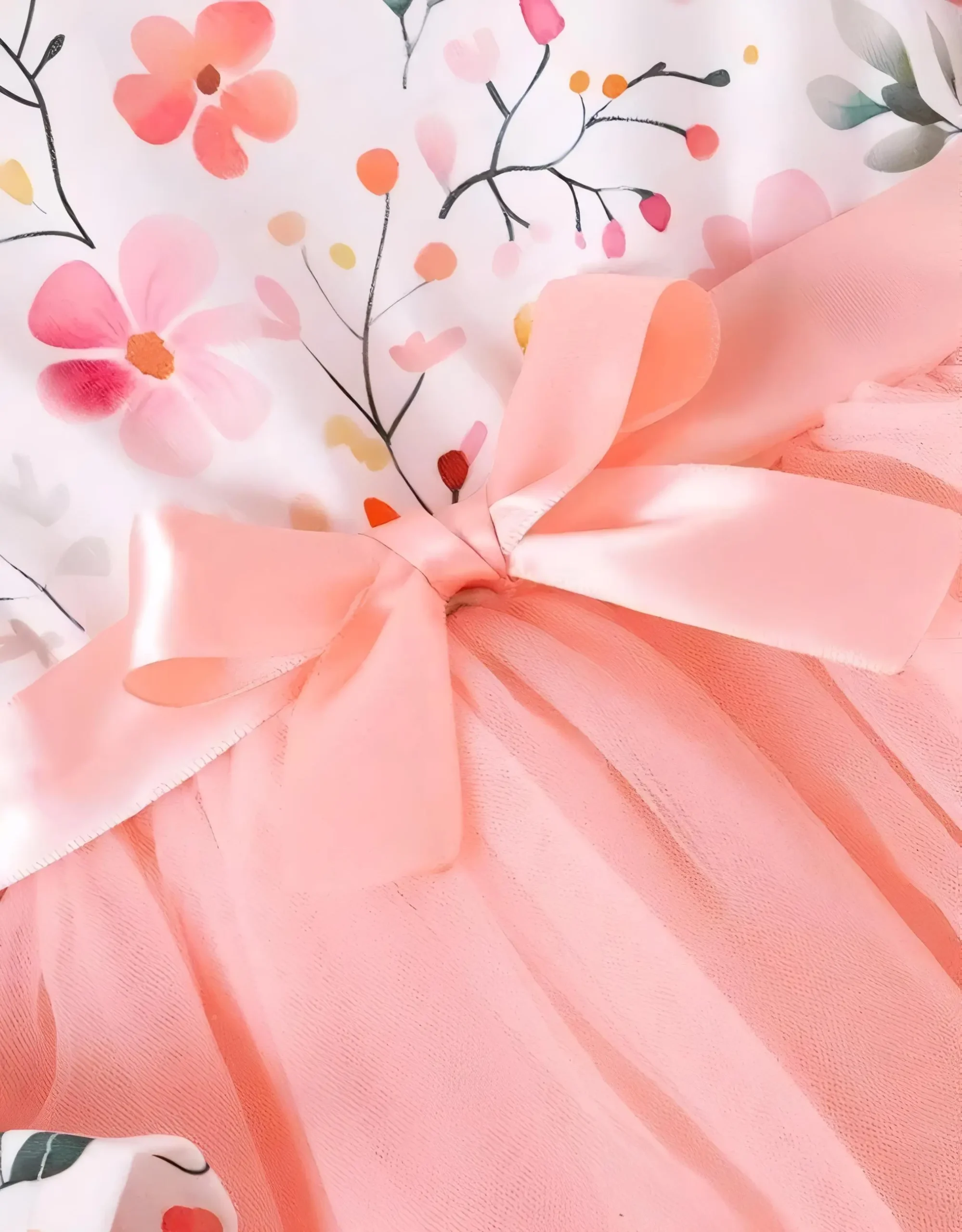 Girls net floral stylish dress/cotton & net