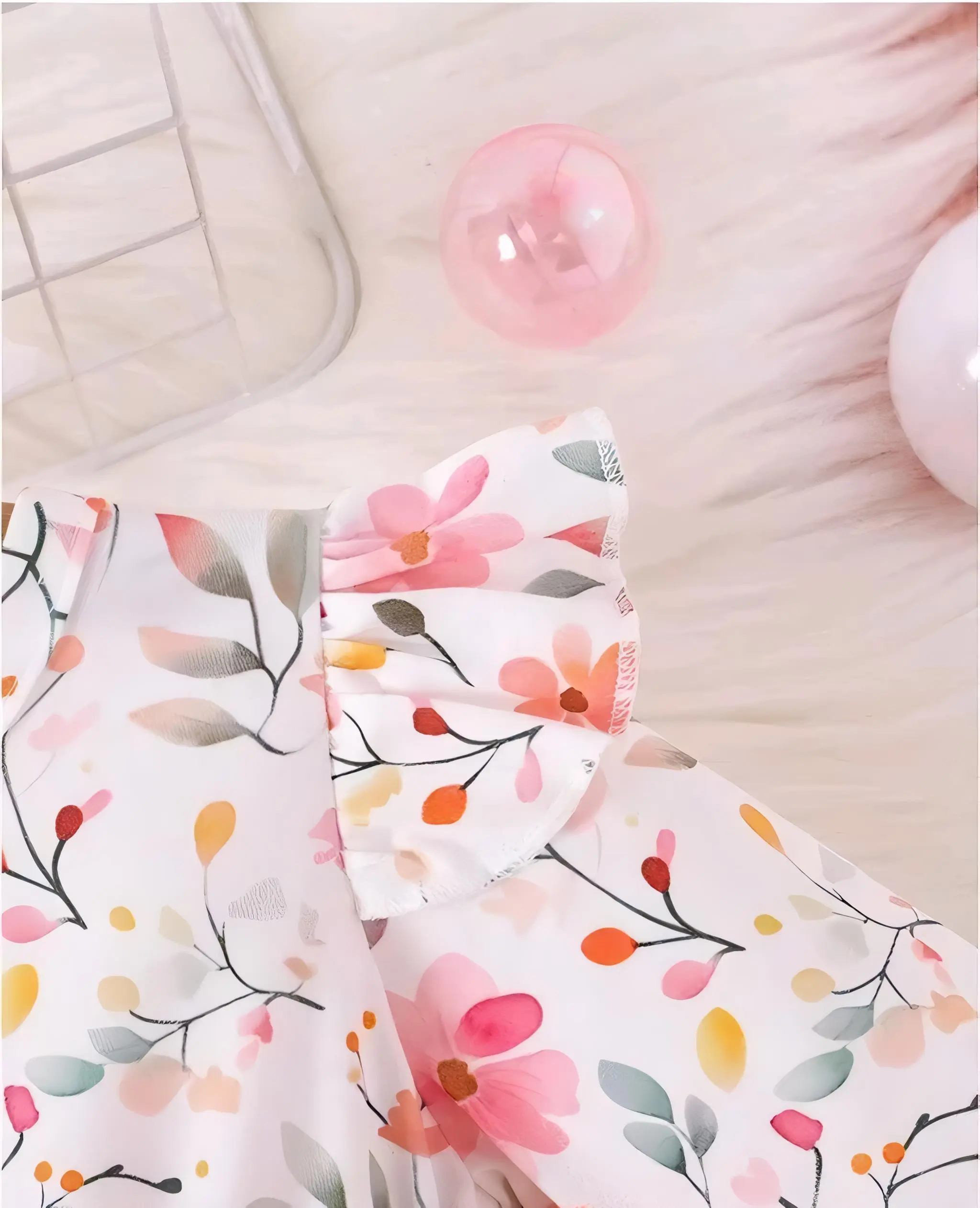 Girls net floral stylish dress/cotton & net