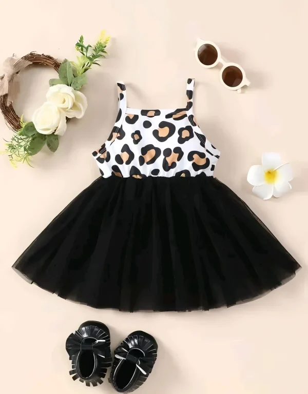 Girls net floral stylish dress/color black - Image 4
