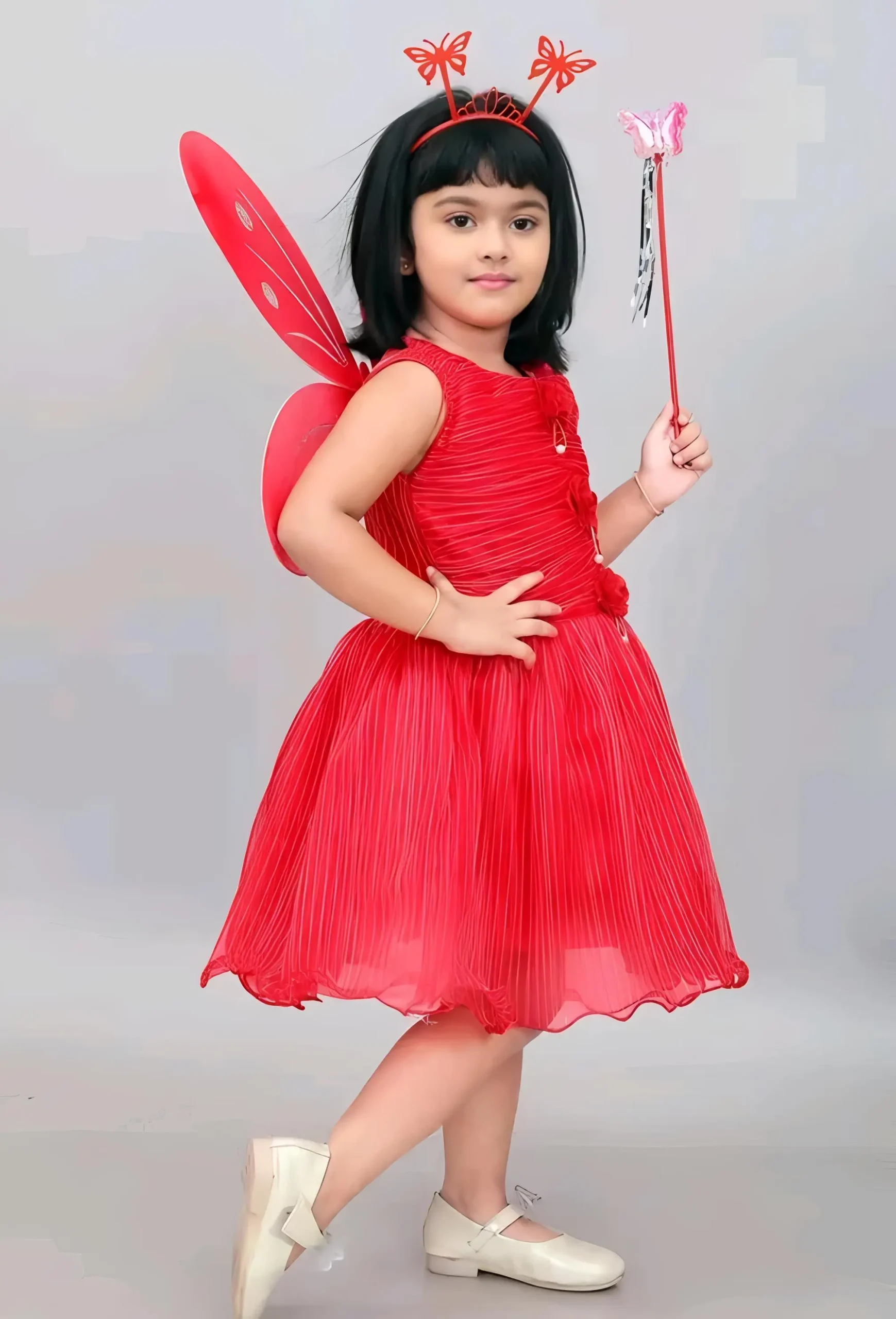Princess stylish girl frock/color red