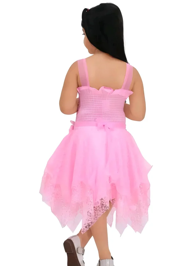 Girls frock net fabric color pink - Image 2