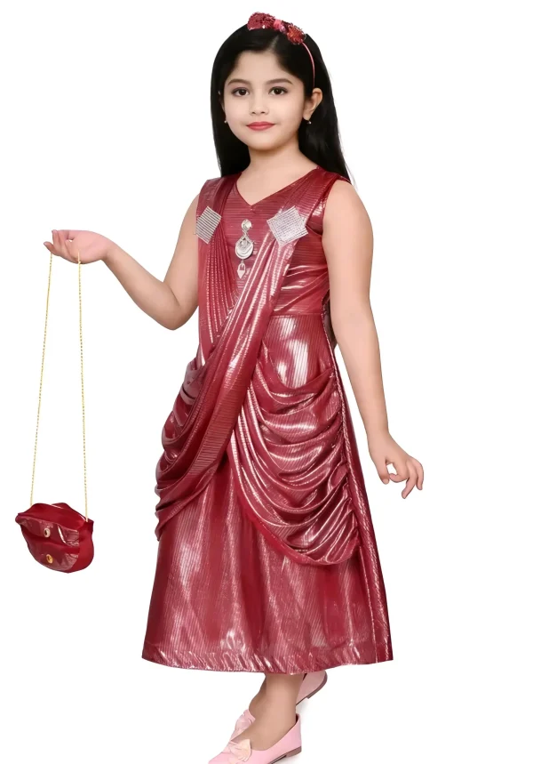 Girls lycra blend maxi length dress - Image 3