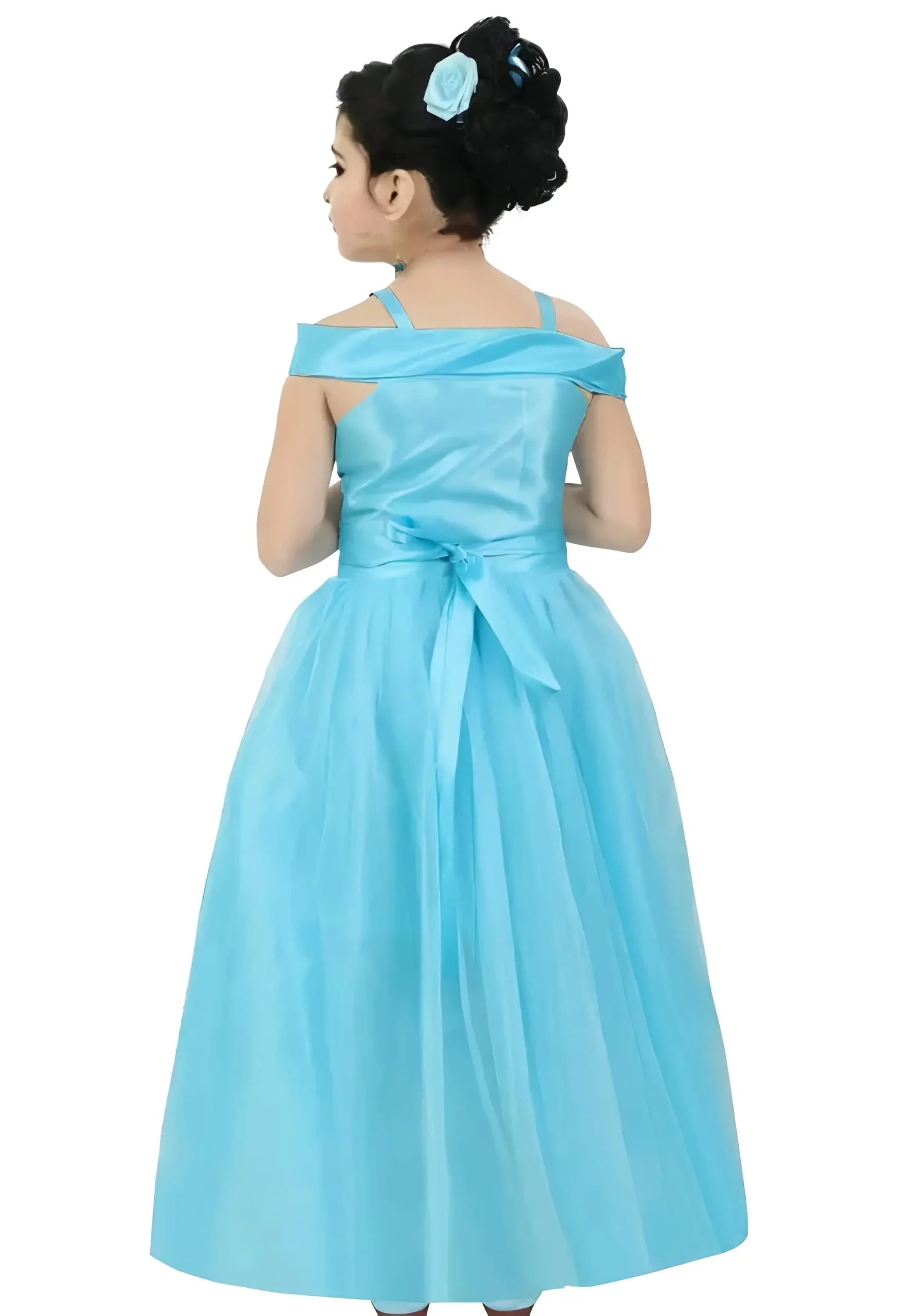 Blue satin frock for girls