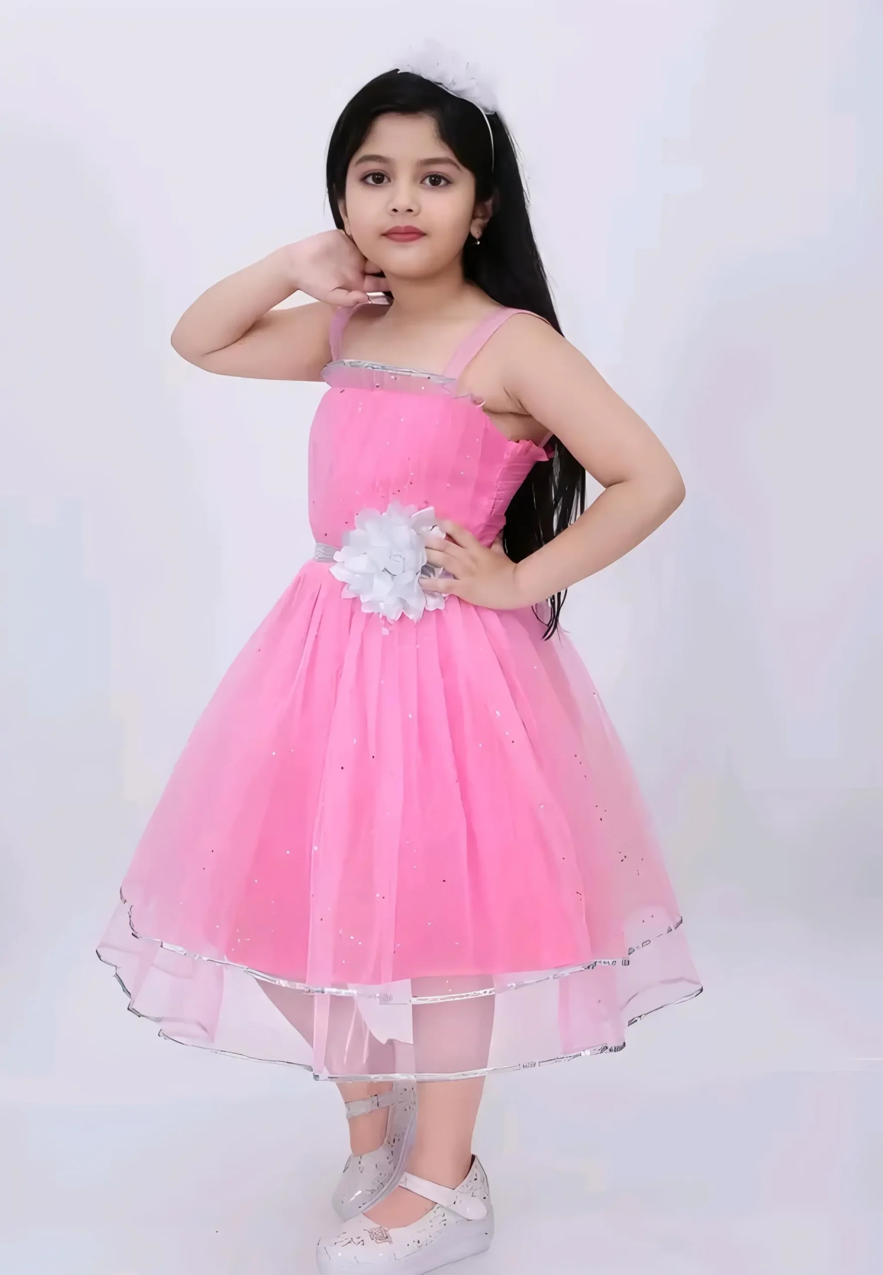 Girls net floral stylish dress