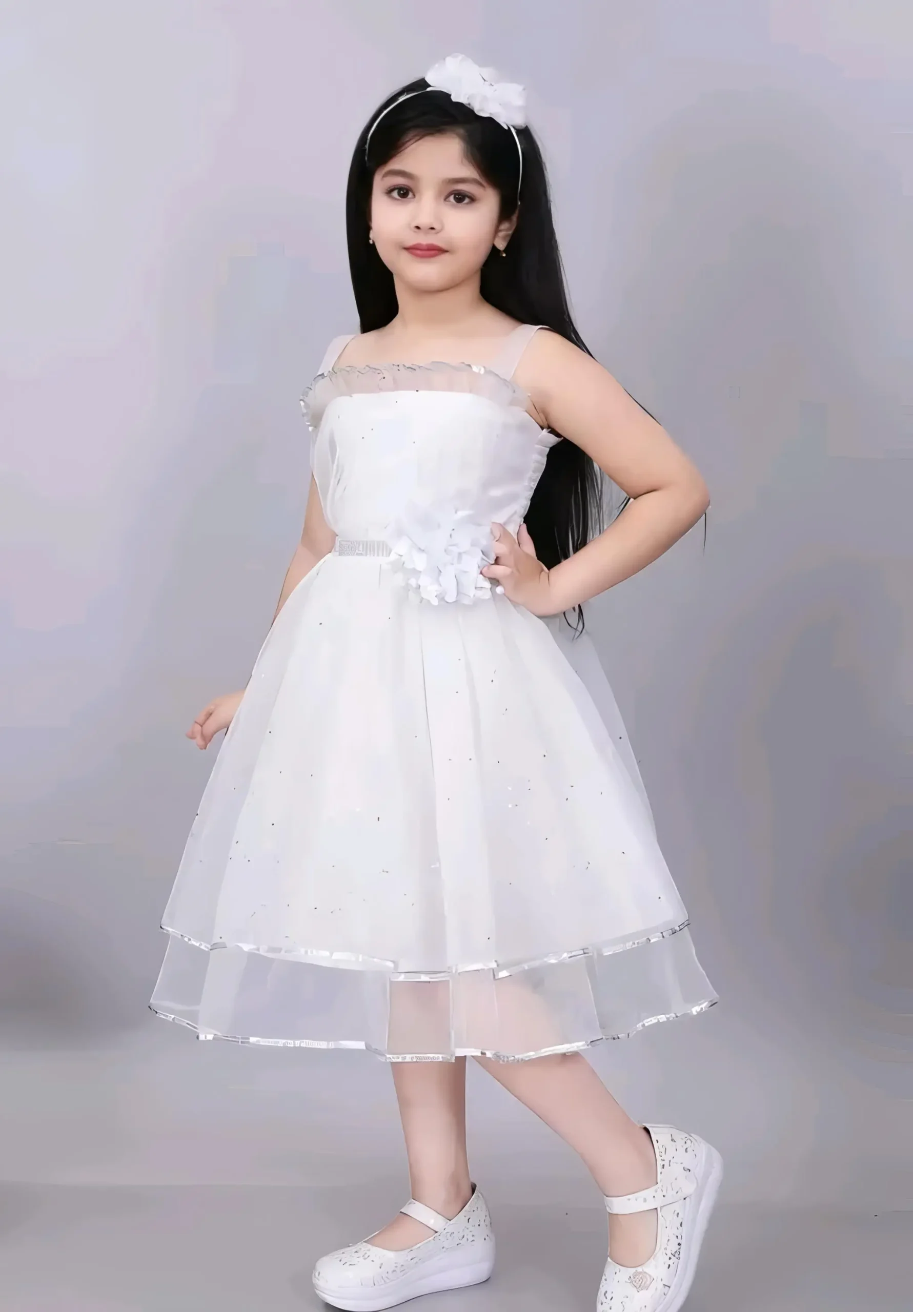 Party wear dress for kids/white frock