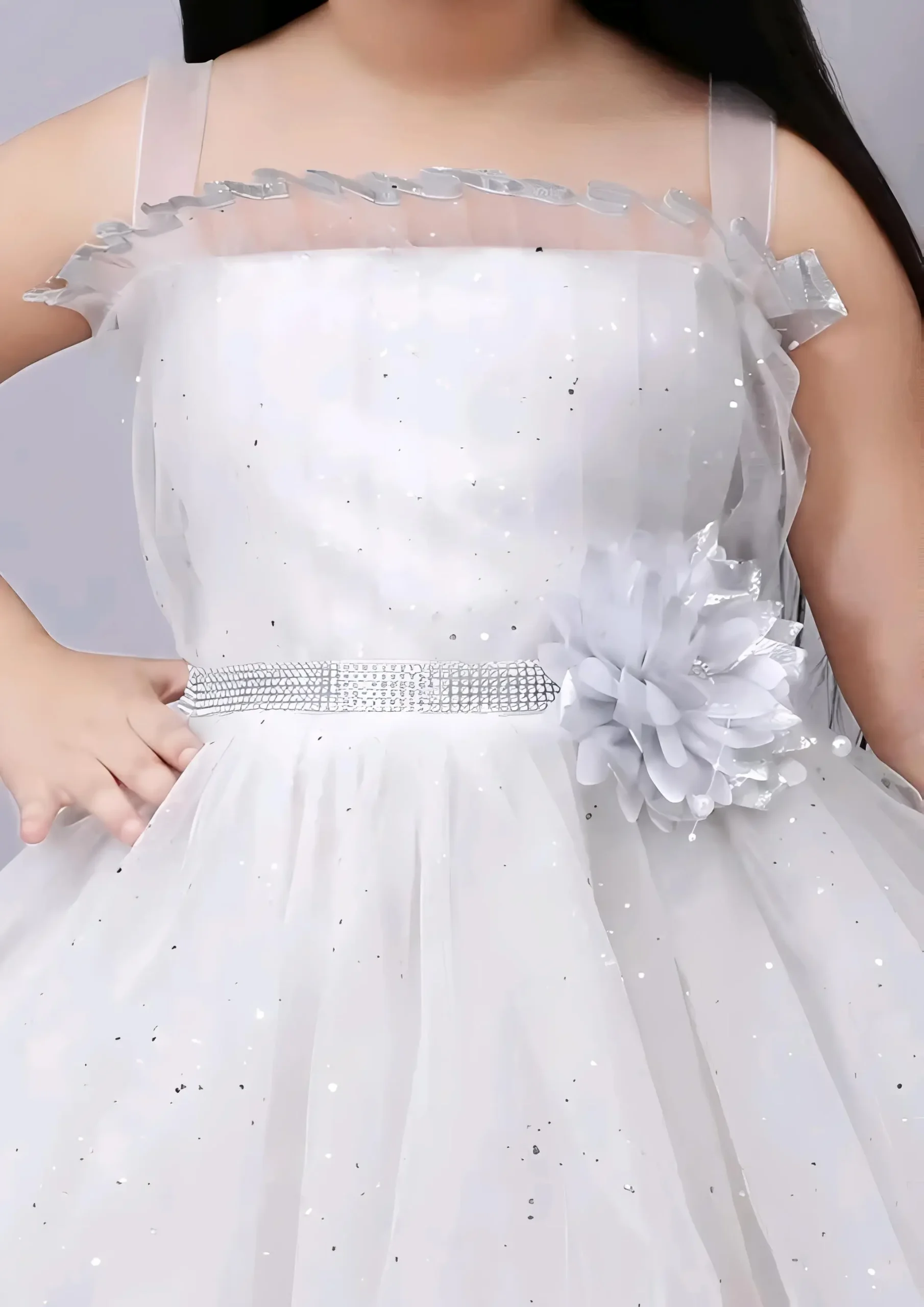 Party wear dress for kids/white frock