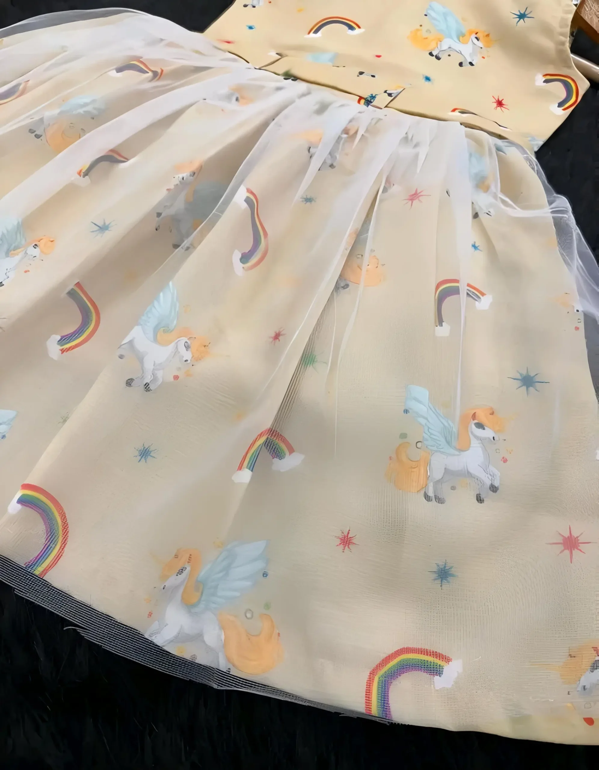 Yellow unicorn printed summer dress
