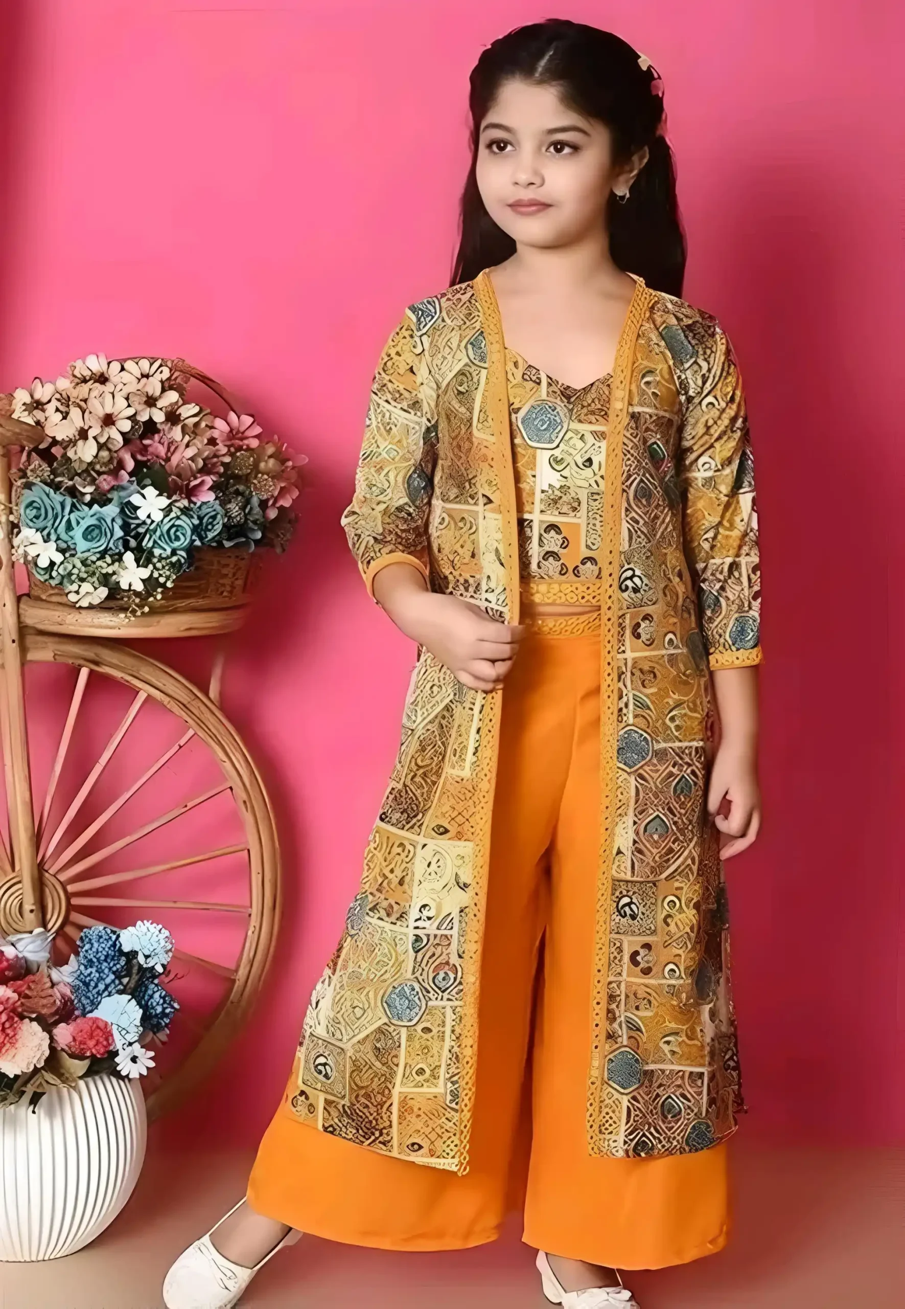 Girls jacket suit with rayon fabric