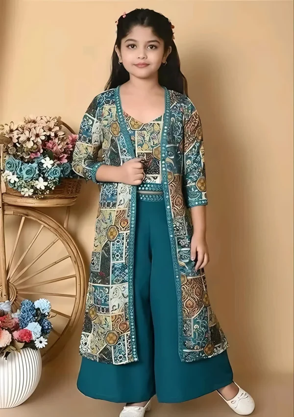 Self designed kurta set with rayon fabric jacket