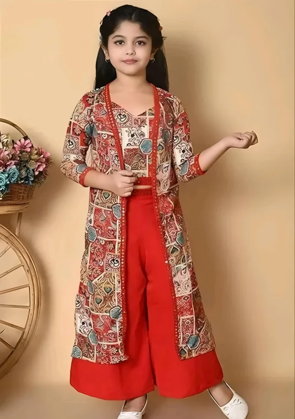 Girls plazo and suit set with jacket