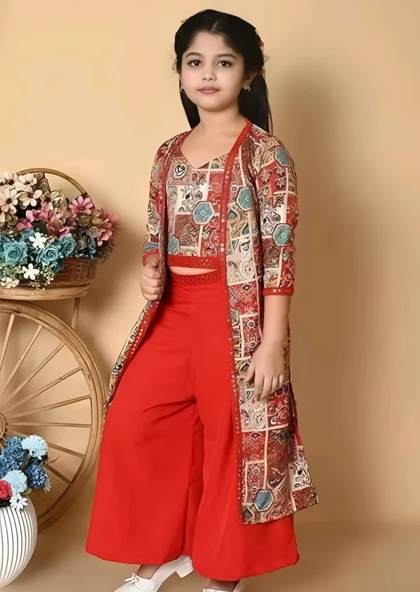 Girls plazo and suit set with jacket - Image 2