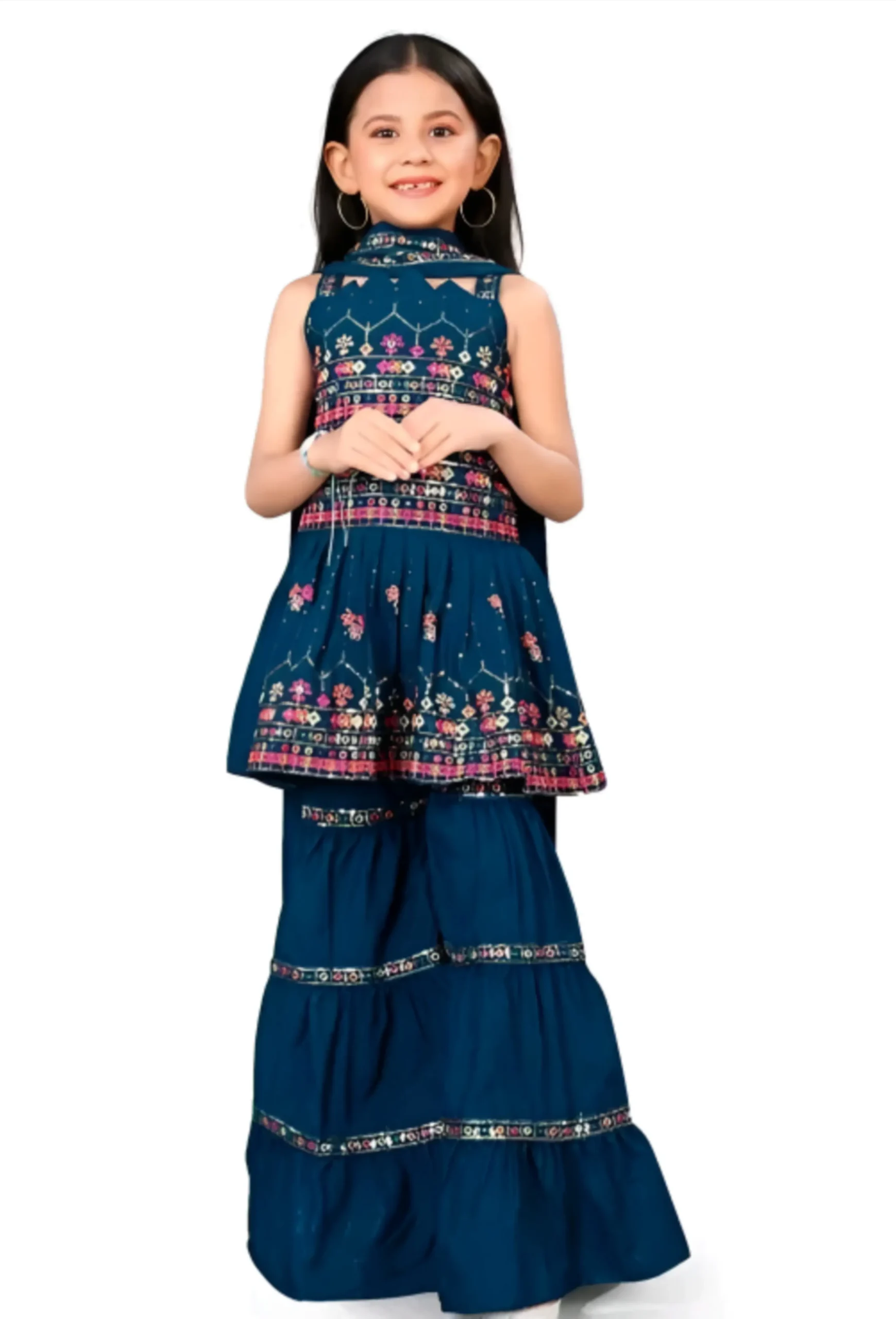 Beautiful embroidered kurta &sharara set