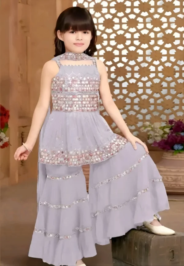 Designer kids sharara top and duppata - Image 2