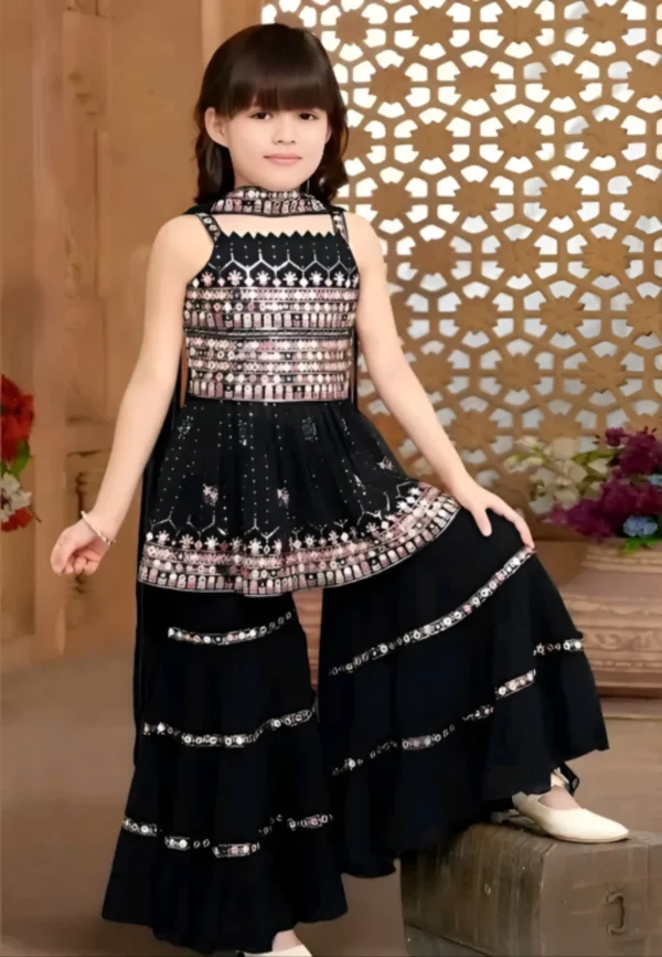 Designer kids sharara top and duppata - Image 2