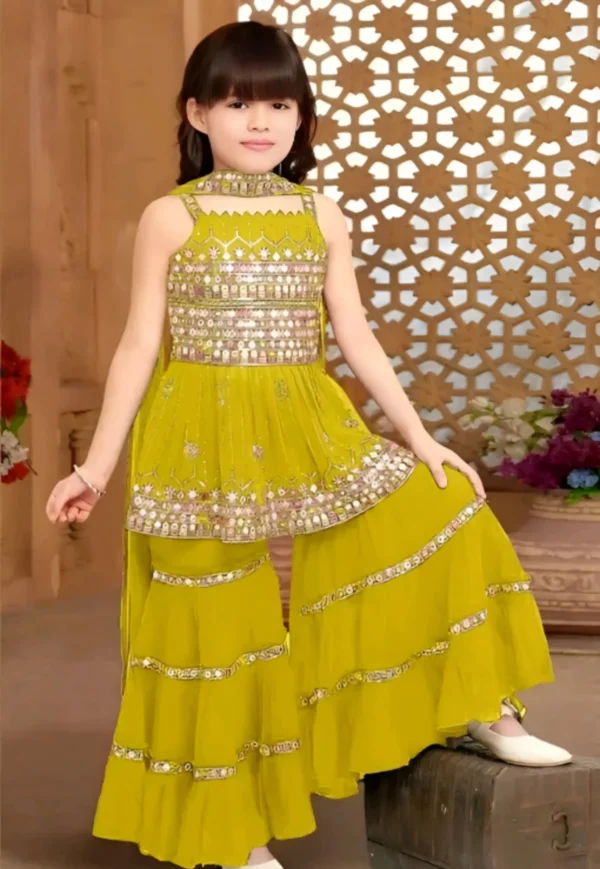 Designer kids sharara top and duppata - Image 2