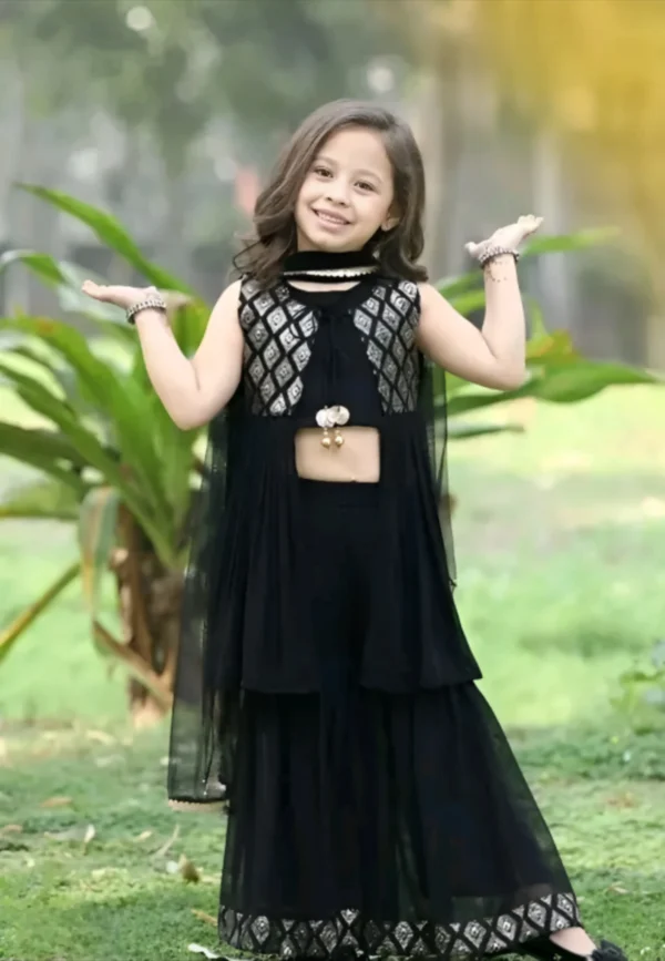 Black sequin thread work dress - Image 2
