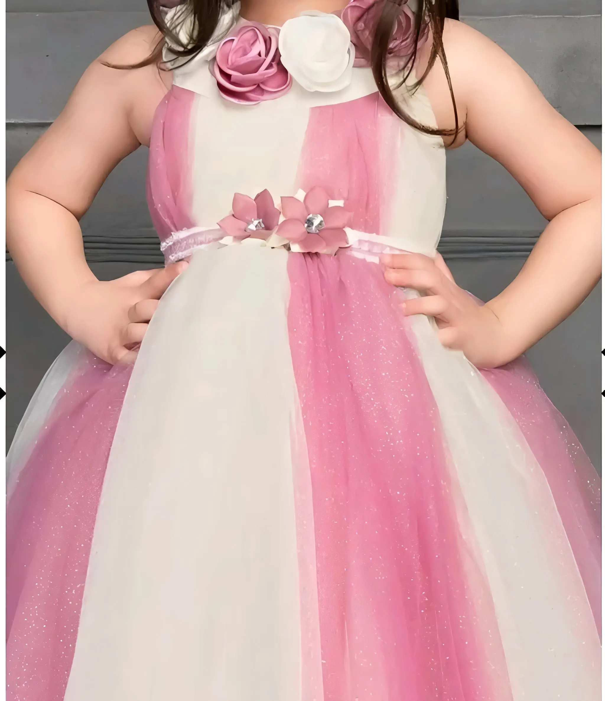 Girls net floral stylish full length dress