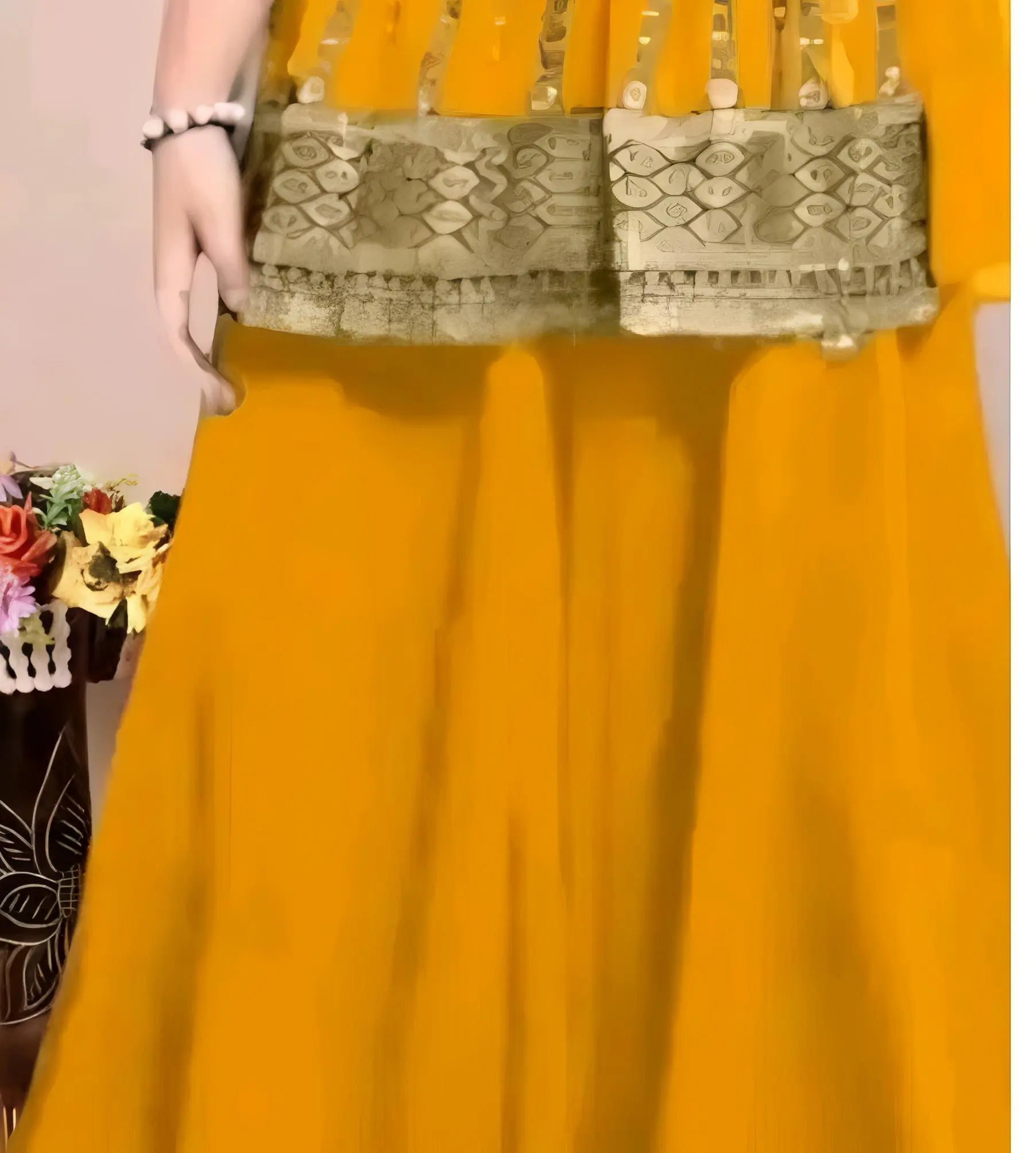 Mustered yellow krta sharara set