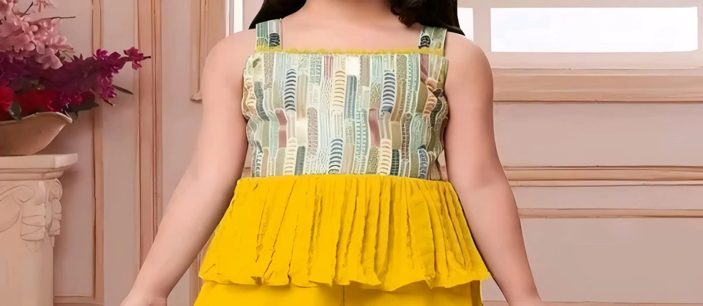 Girls plazo and suit set/color yellow
