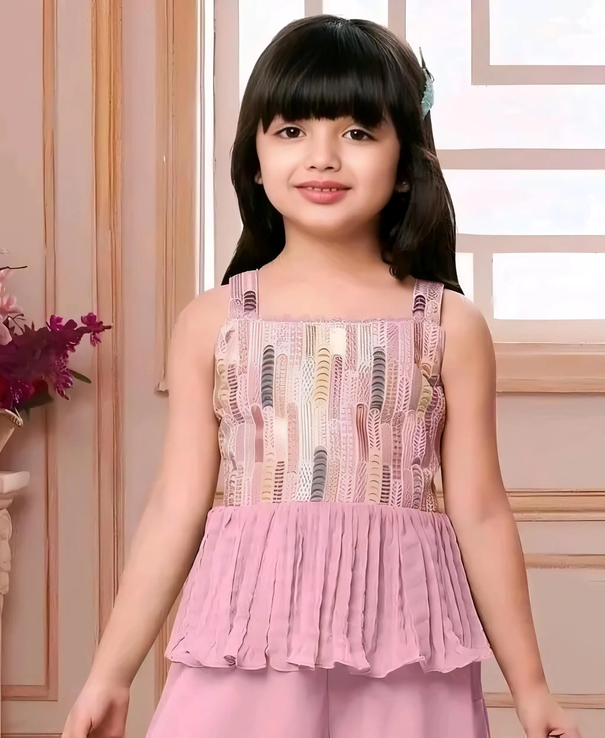 Girls plazo and suit set/color pink