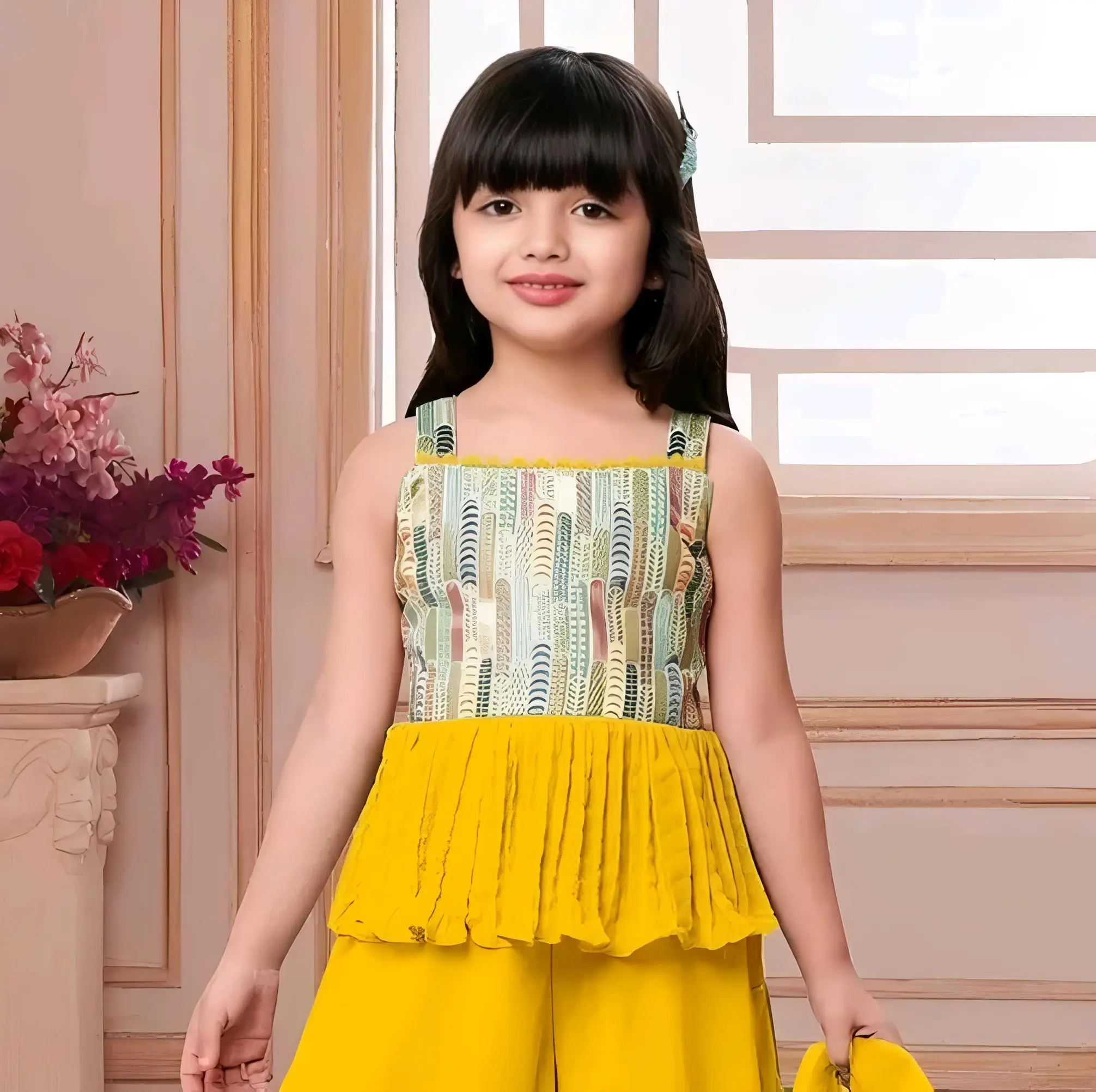 Girls plazo and suit set/color yellow