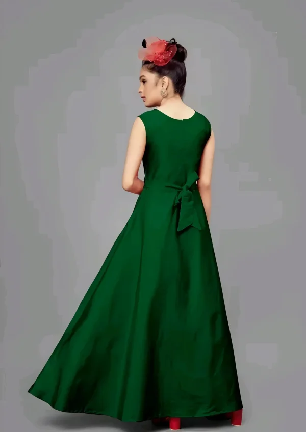 Girls solid round neck ethnic gown