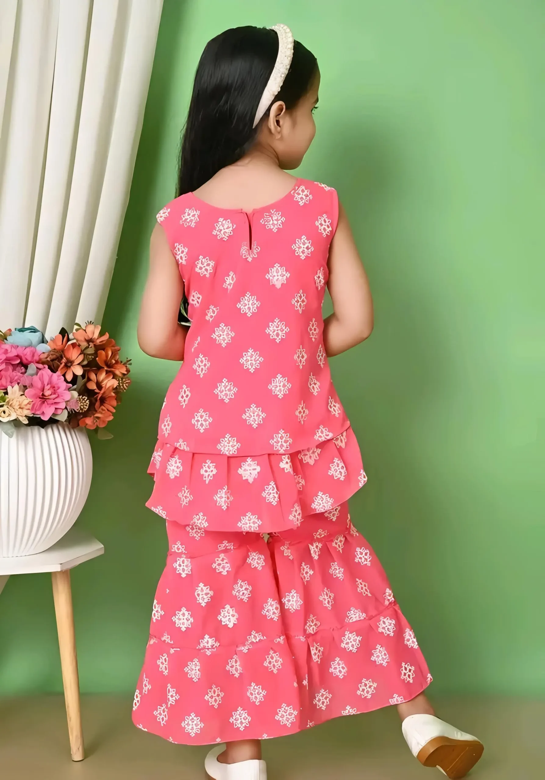 Girls plazo and suit set/color pink