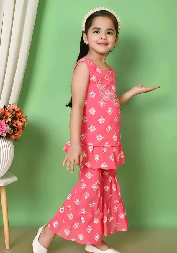 Girls plazo and suit set/color pink