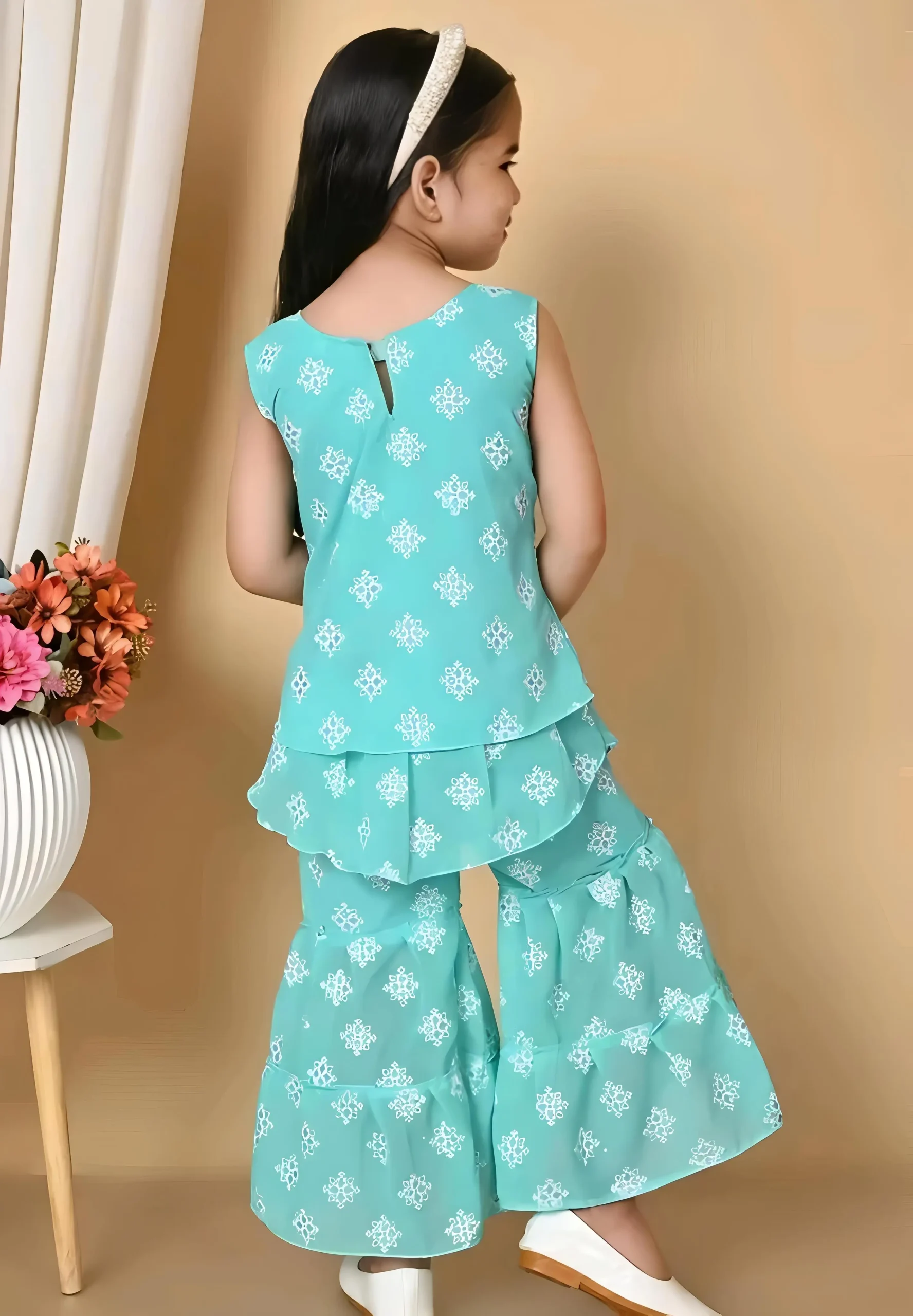 Girls plazo and suit set/color pink