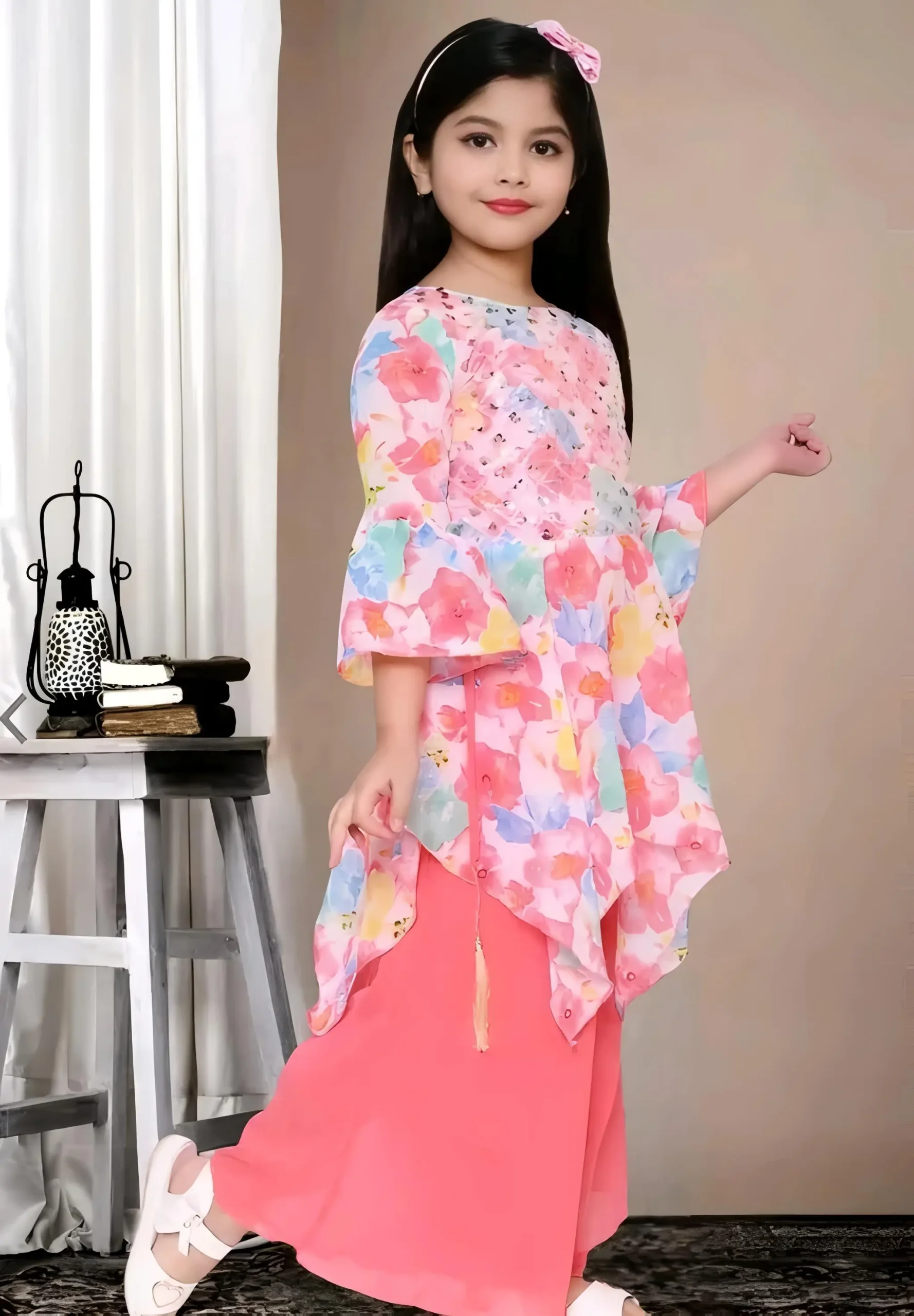 Girls plazo and suit set/color pink