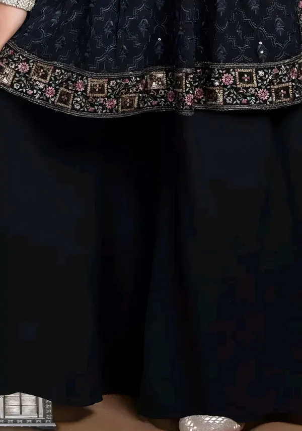Ethnic black embroidered kurta sharara set