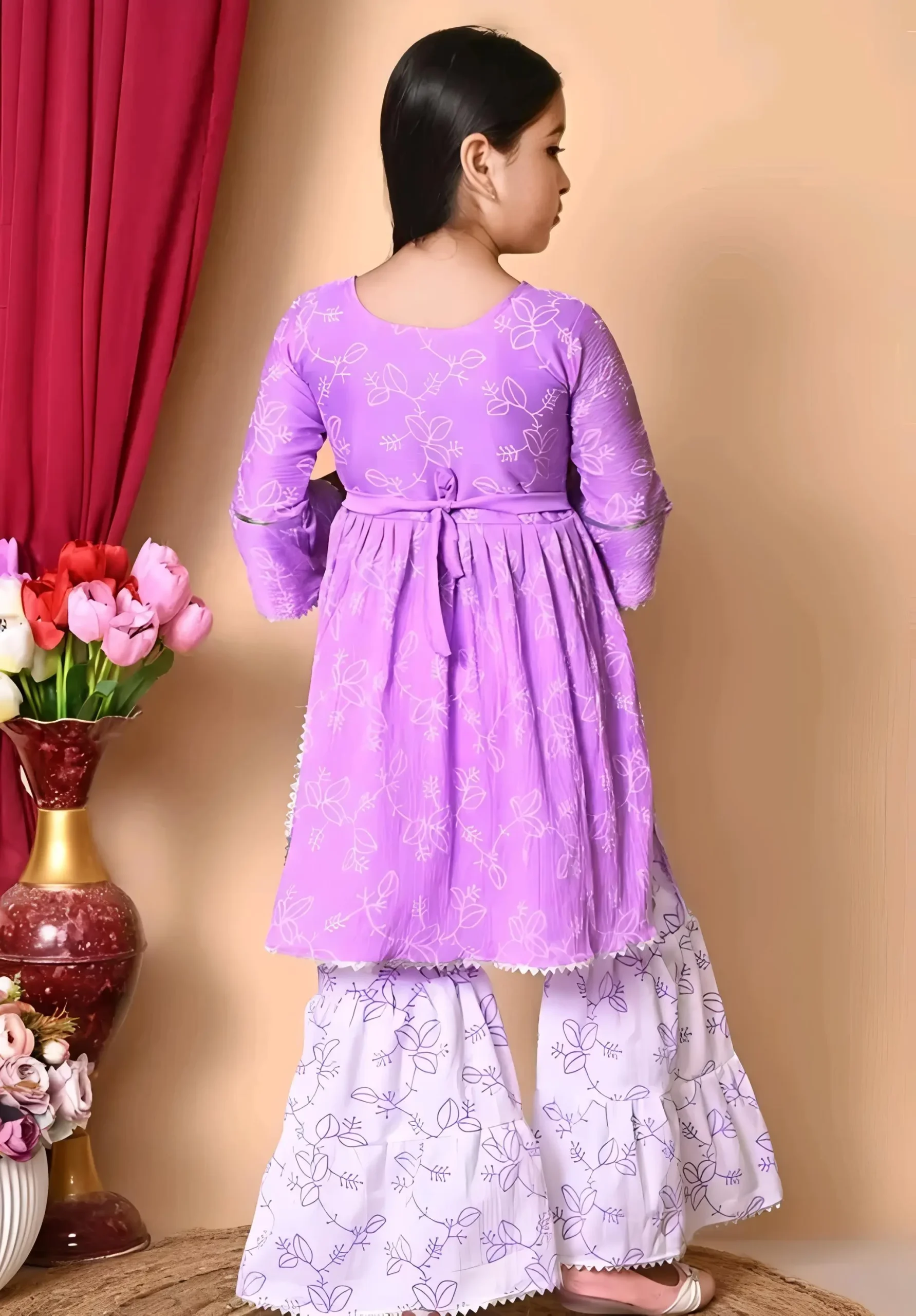 Girls plazo and suit set/color purple