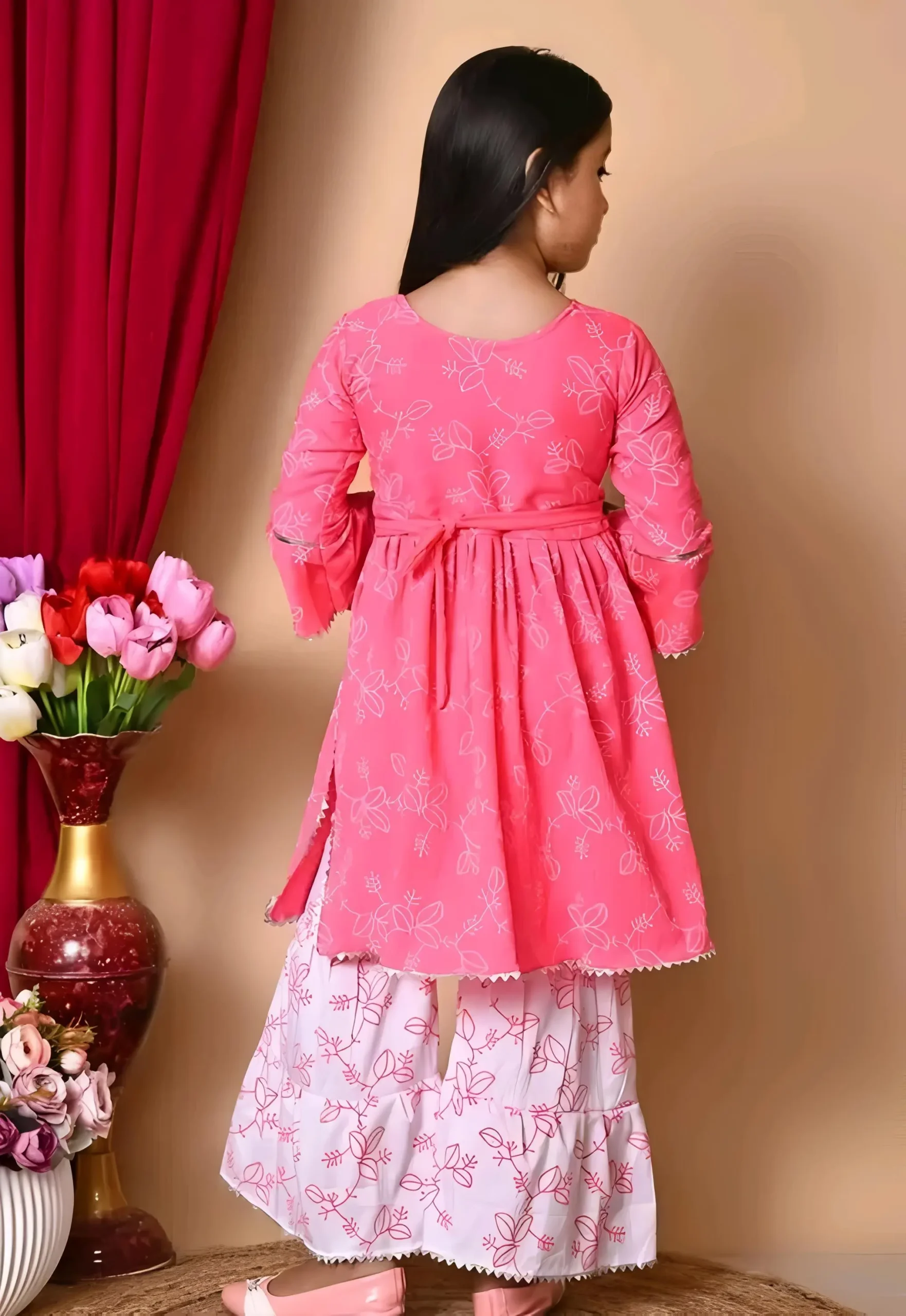 Girls plazo and suit set/color pink
