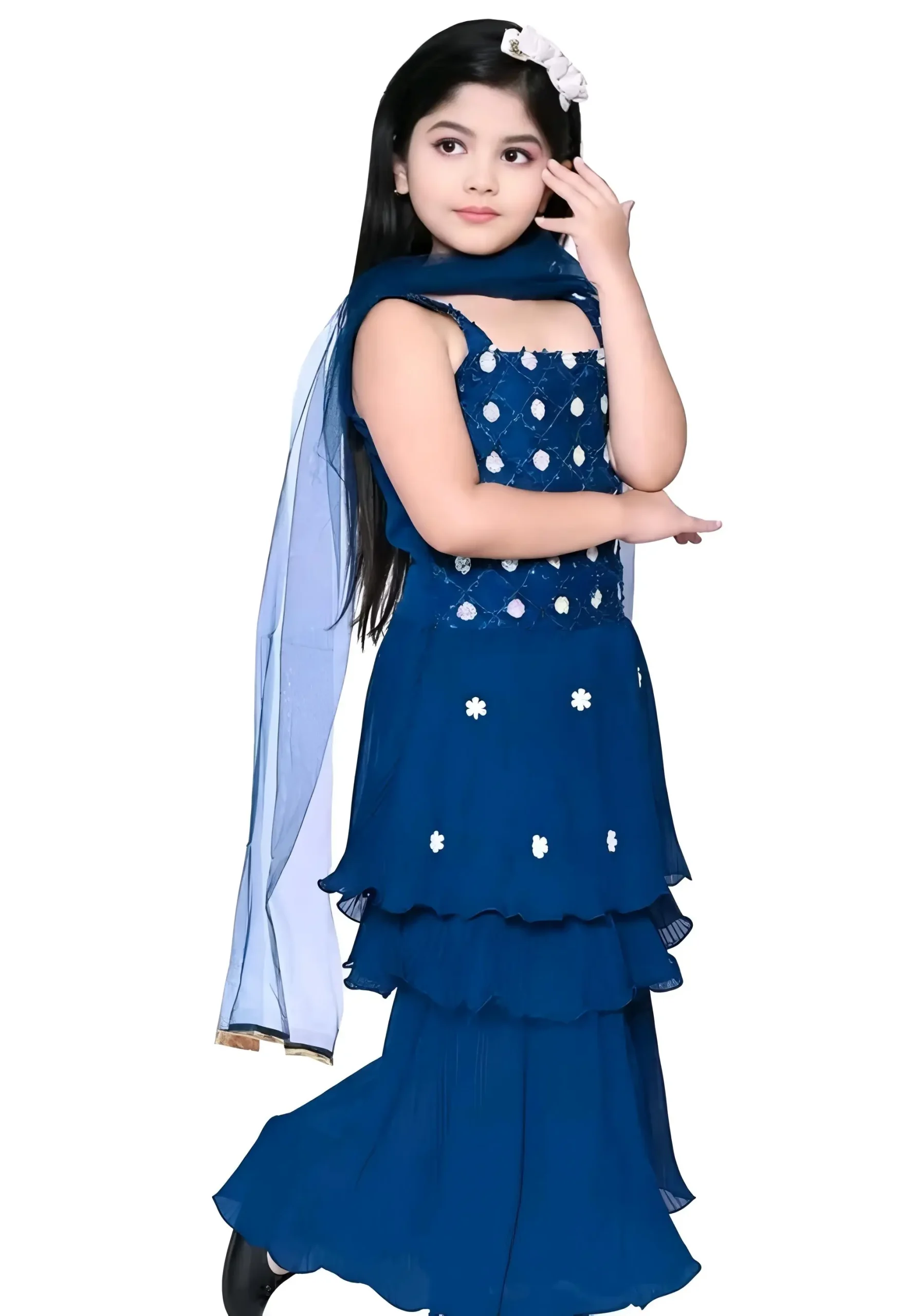 New trendy top plazo duppata set