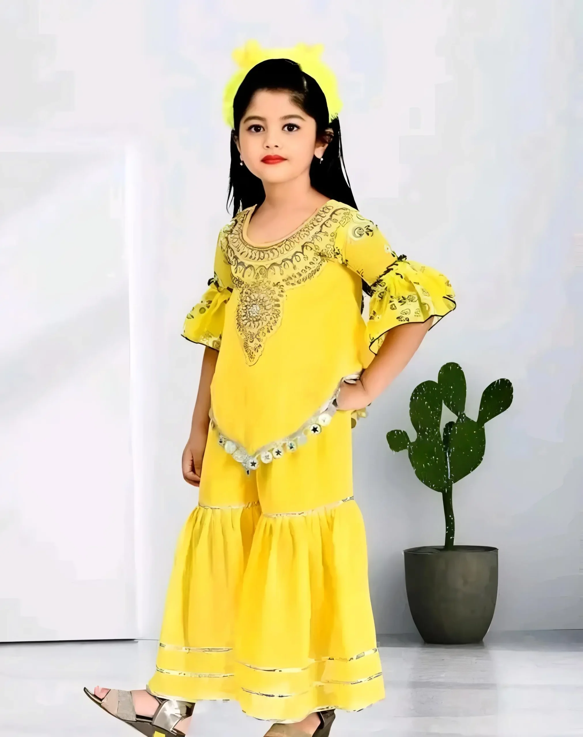 Kids sharara set/color yellow
