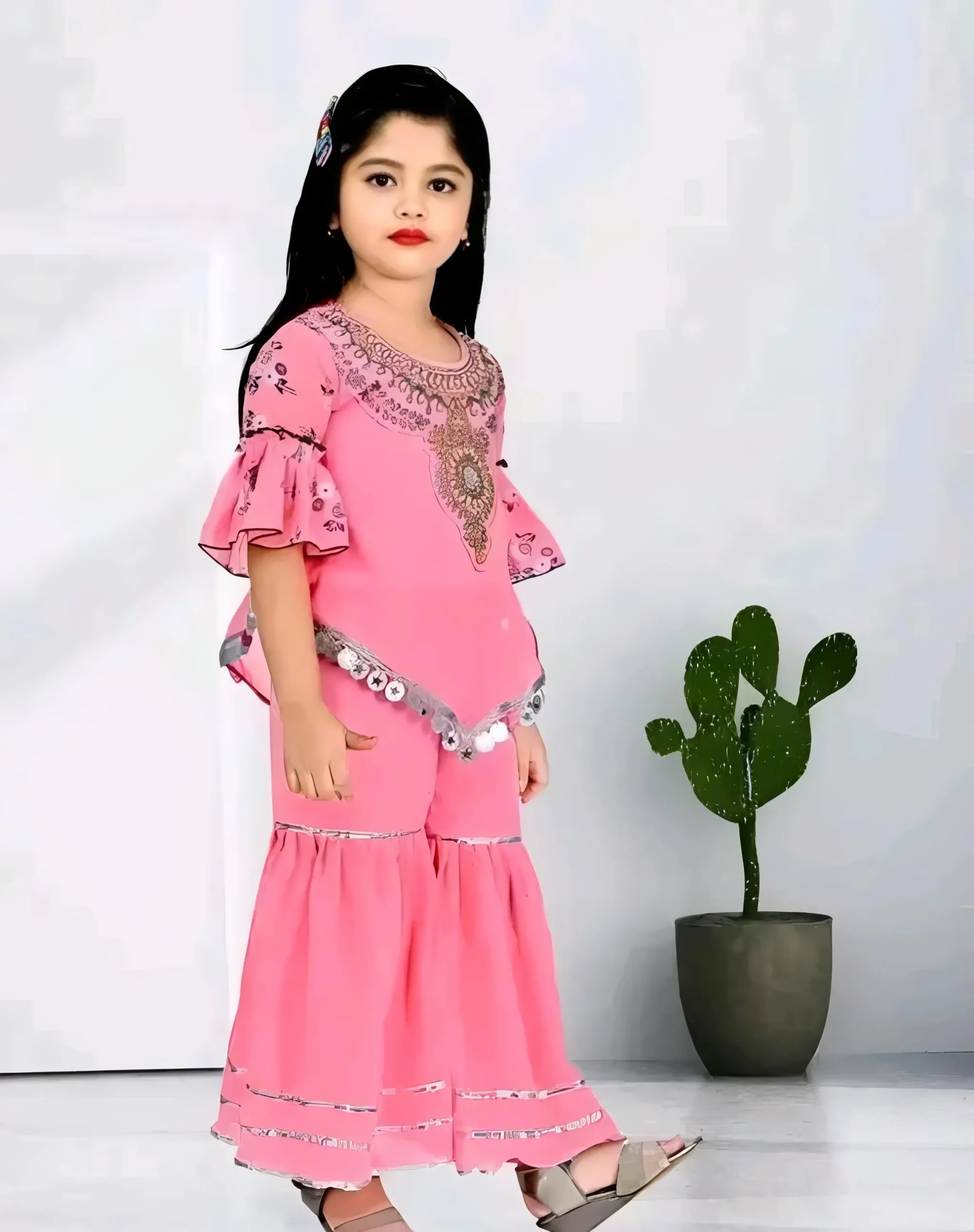 Kids sharara set/color pink